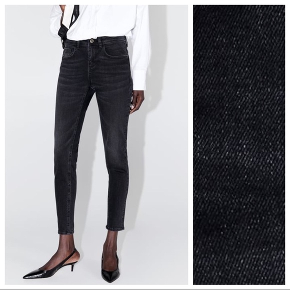 NWT Zara Black Mid Waist Skinny Jeans Size 4, 6, 8 - Picture 2 of 10